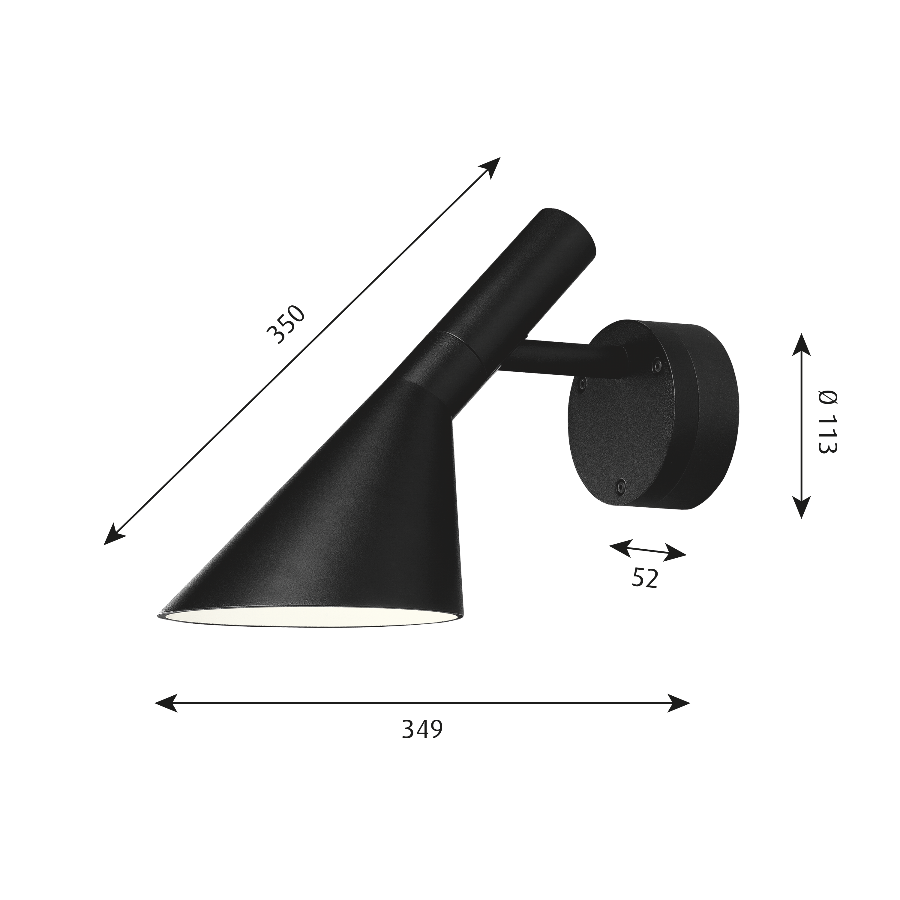 AJ 50 VÆG, 3K LED SORT STRUKTUR