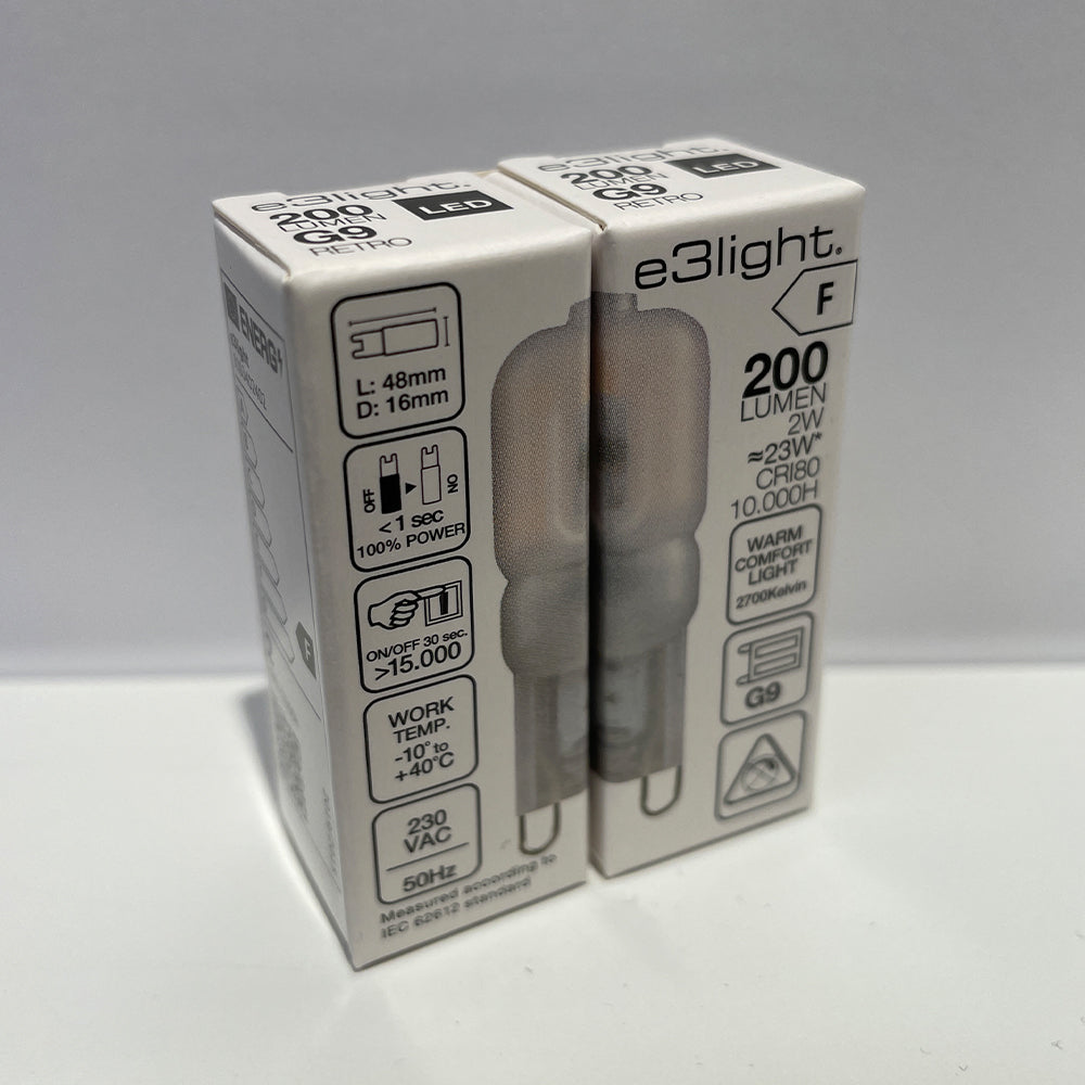 E3Light Led G9 C827 200lm 360° 2,5W 10000H Cri80 230V 2-Pak