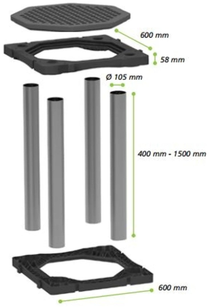 TreeParker 600 x 605 mm x 55 mm ramme, jord-/rodkassette