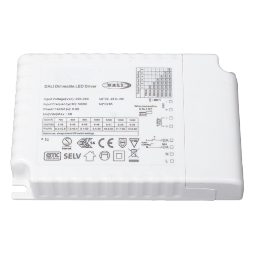 Multi-current driver DALI2, 1-10V, PushD fra 700-1400mA 50W
