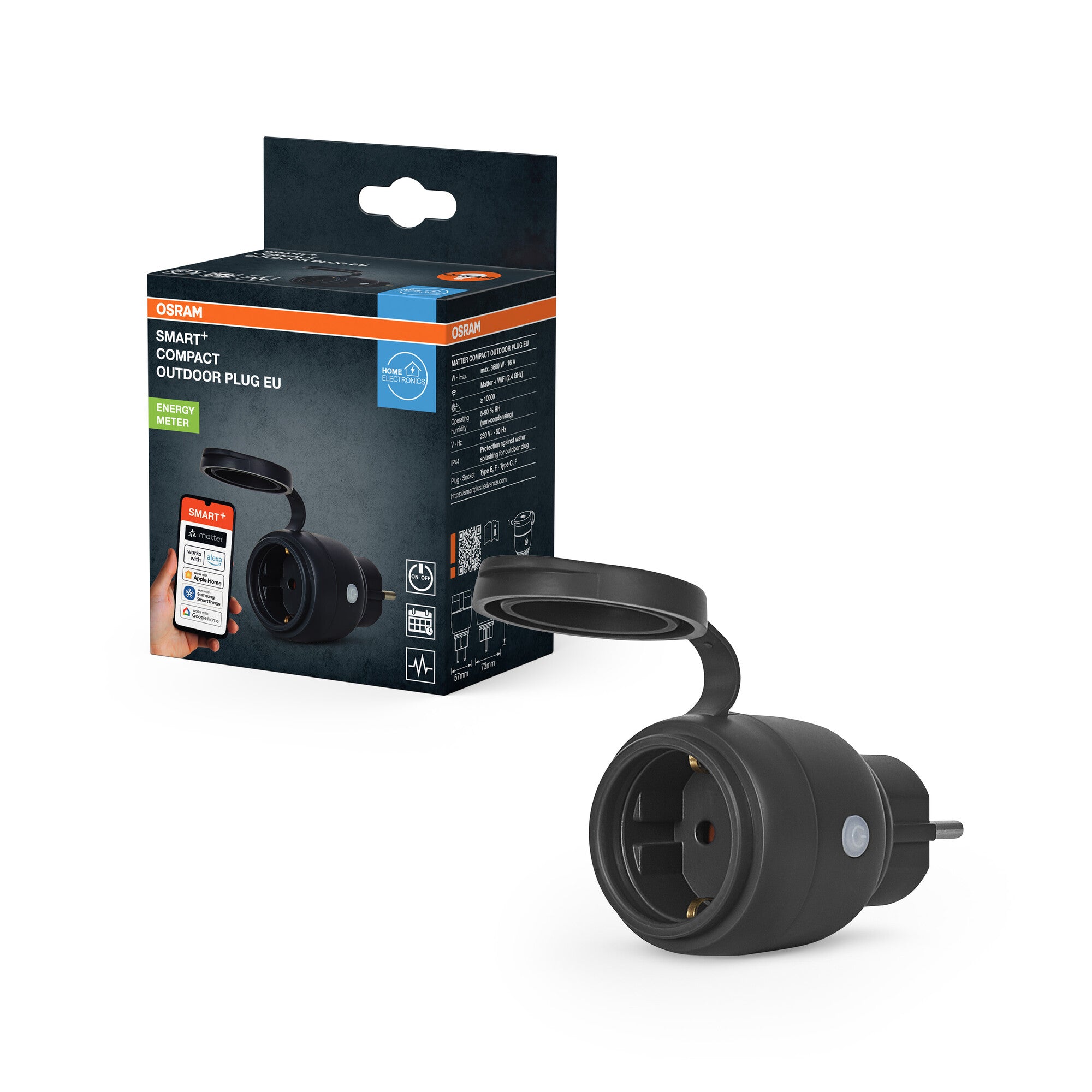 Osram Smart+ Matter Outdoor Compact  Plug 16A energimåler WiFi