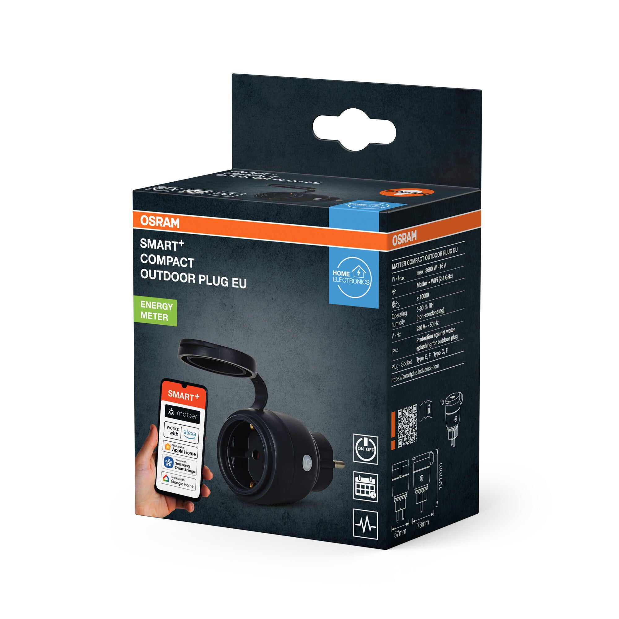 Osram Smart+ Matter Outdoor Compact  Plug 16A energimåler WiFi