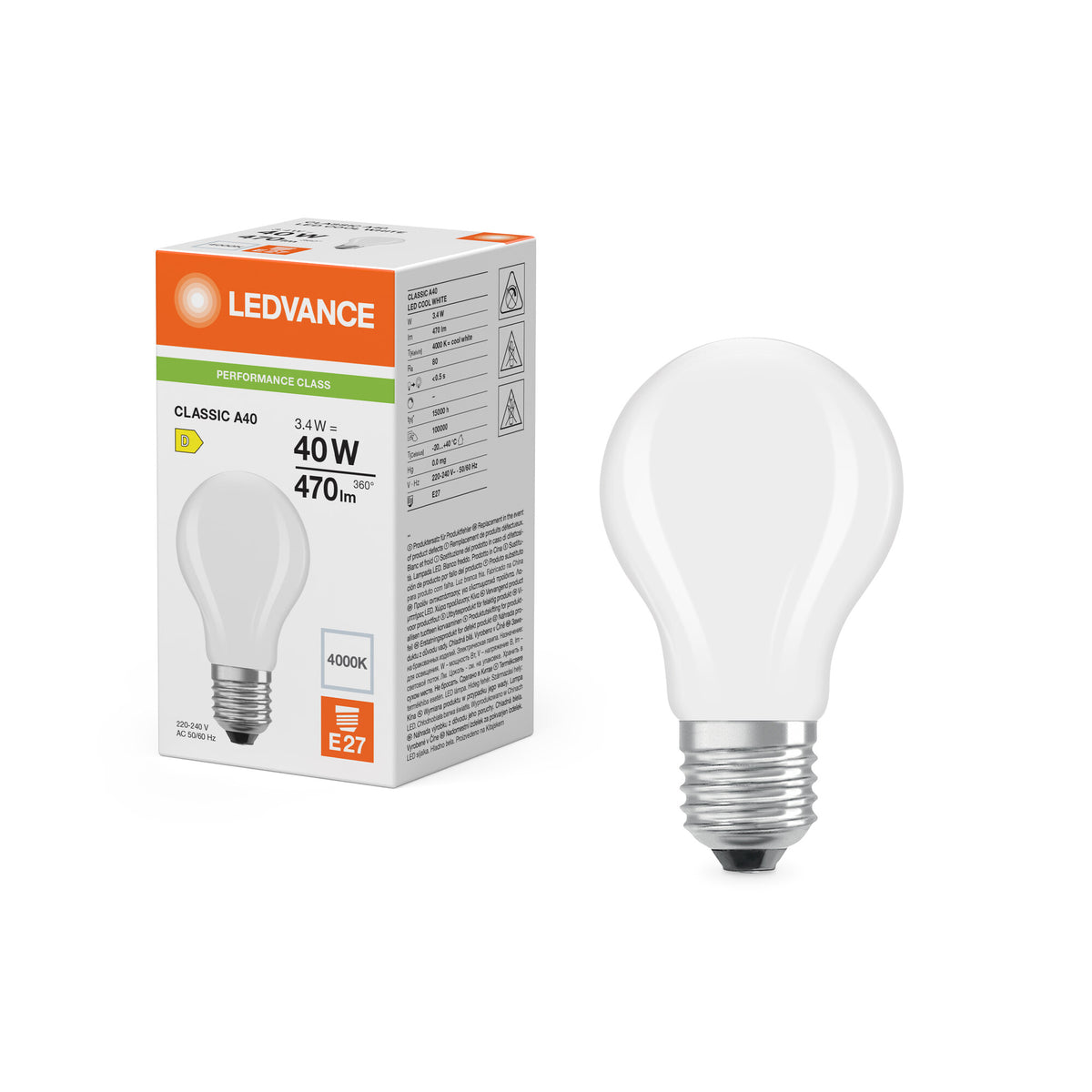 LEDVANCE LED standard mat 470lm 3,4W/840 (40W) E27