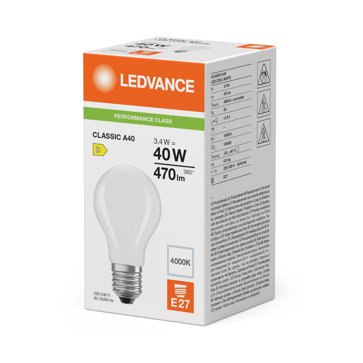 LEDVANCE LED standard mat 470lm 3,4W/840 (40W) E27