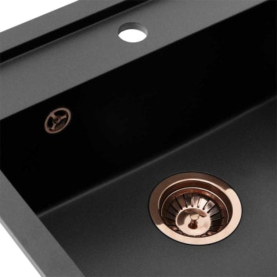 Lavabo Jupiter 60 køkkenvask, 55,6x52,6 cm, sort, kobber afløb