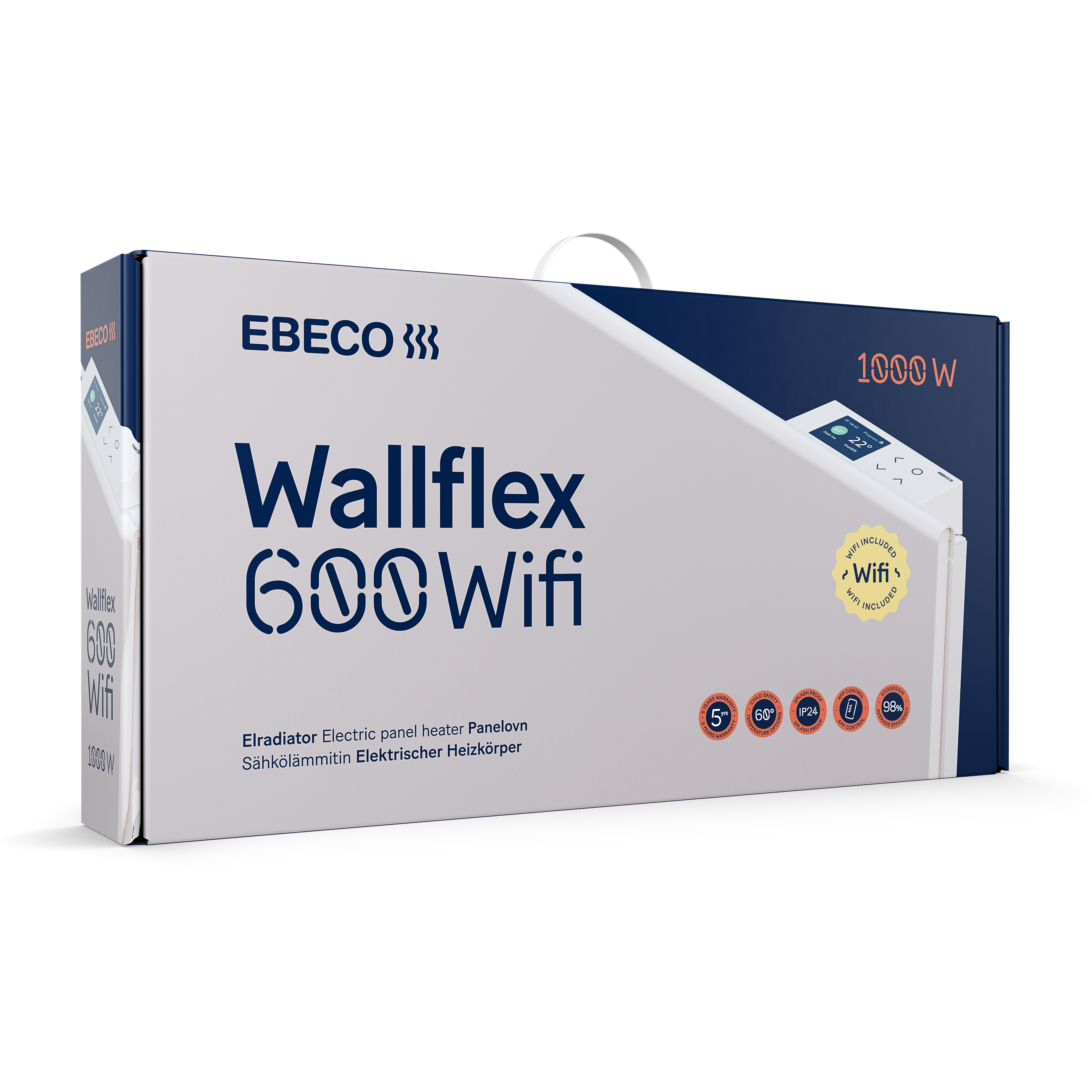 Wallflex El-radiator 600 WiFi, 2000W, 230V