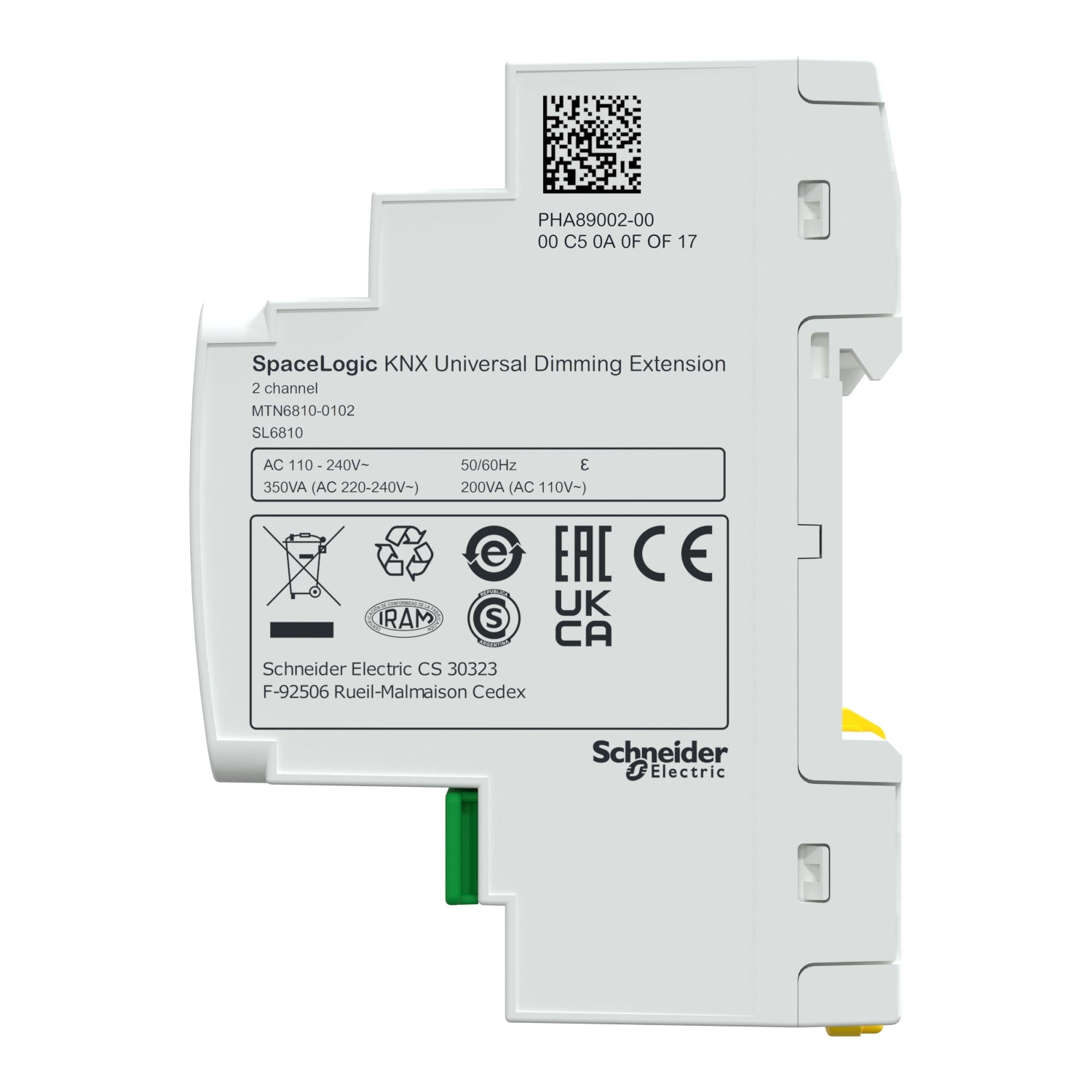 SpaceLogic KNX universal lysdæmper Extension-modul til styring af 2 kanaler