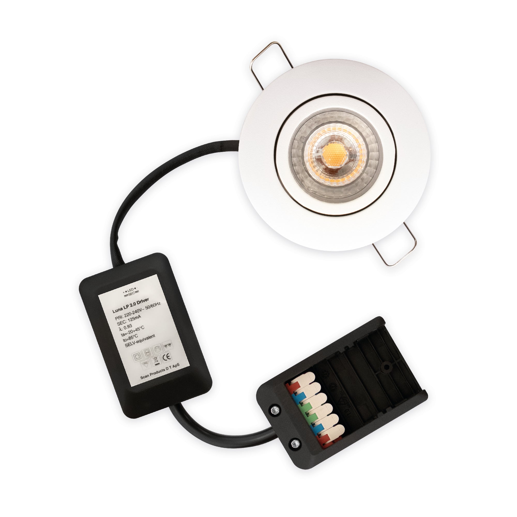 Luna Low profile 2.0 6-pack Downlight ISO Mat Hvid 2700K 460lm 5,9W Indendørs/udendørs Dæmpbar IP44
